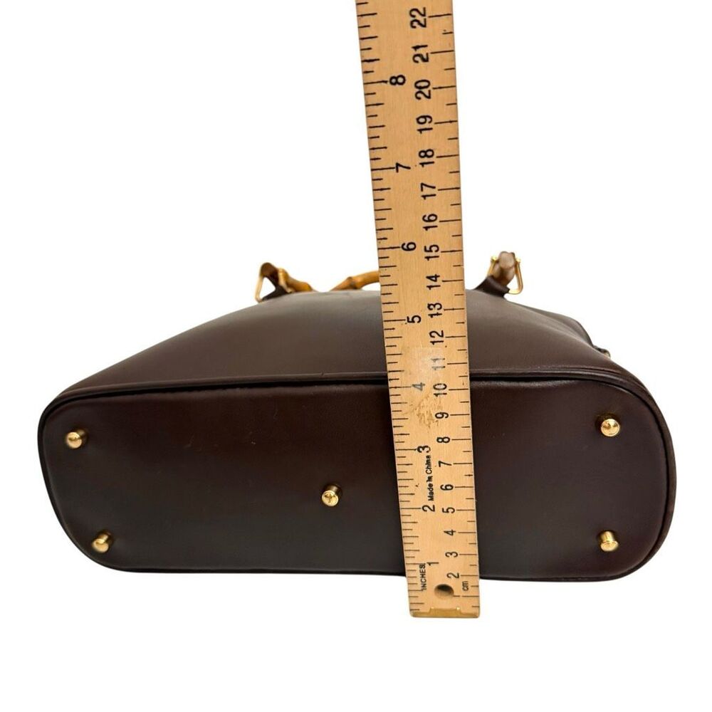 Gucci Women's Authentic Brown Leather Bamboo Double Handle Crossbody Handbag - Picture 9 of 12